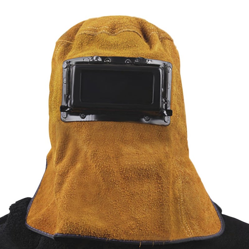 Holiberty Comfortable Leather Welding Helmet, Welder Grinding Protective Gear Work Cap Hat Welding Flame Heat Resistant Anti-dust Head Face Neck Shield Safety Hood Helmet - Image 2